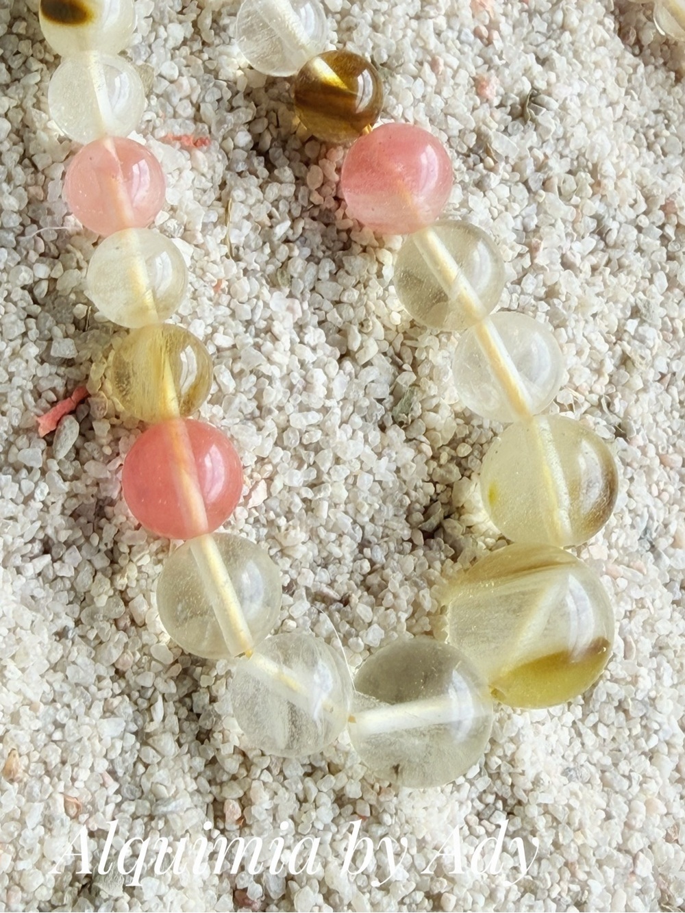 Watermelon tourmaline beaded bubbles necklace